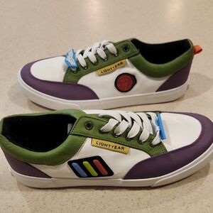 Disney Pixar Buzz Lightyear Men's Athletic Shoes - White, Green, & Purple  11.5